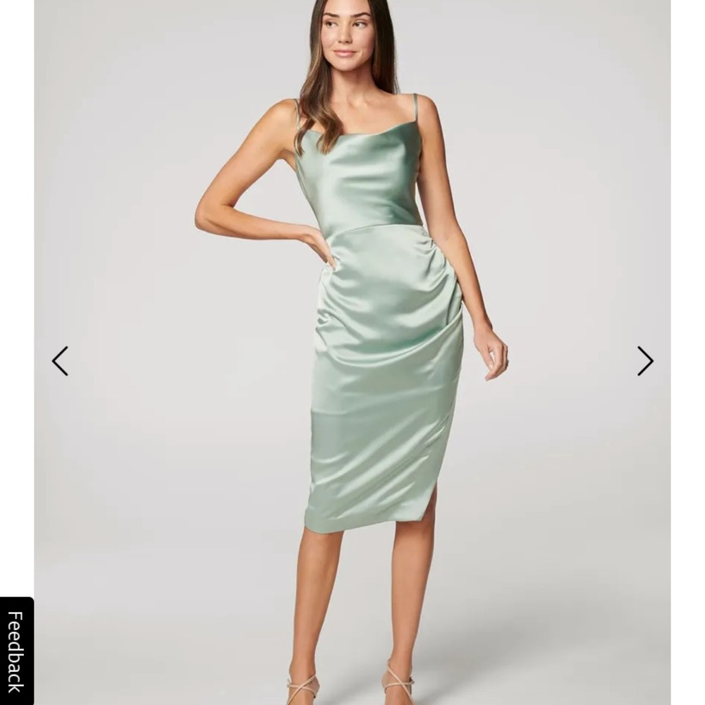 Ever New Laura Petite Satin Cowl-Neck Ruched Midi Dress Size 4